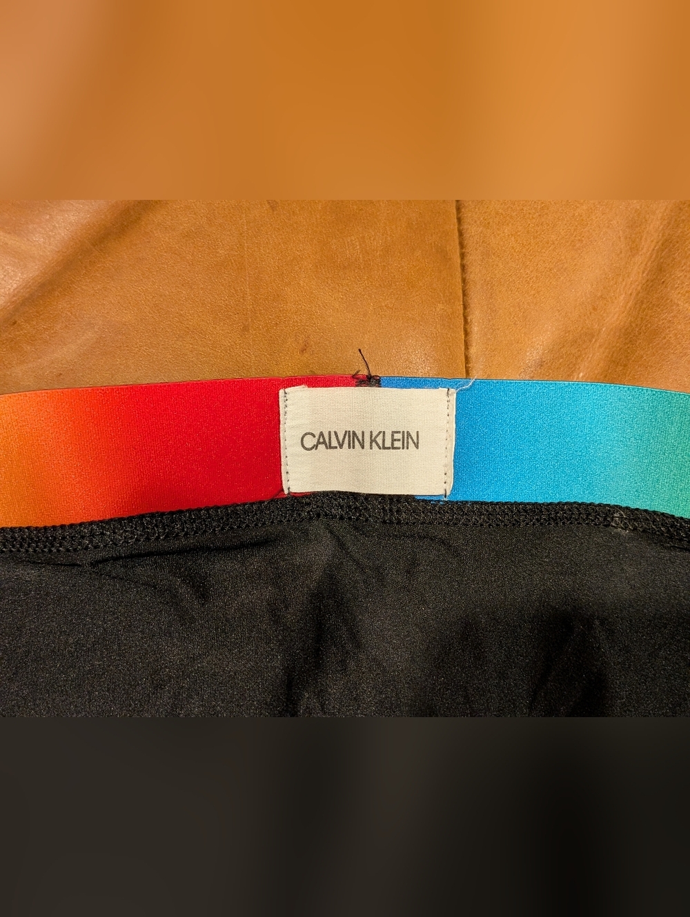Calvin Klein Black Briefs with Multicolor Rainbow Waistband - Picture 3 of 4